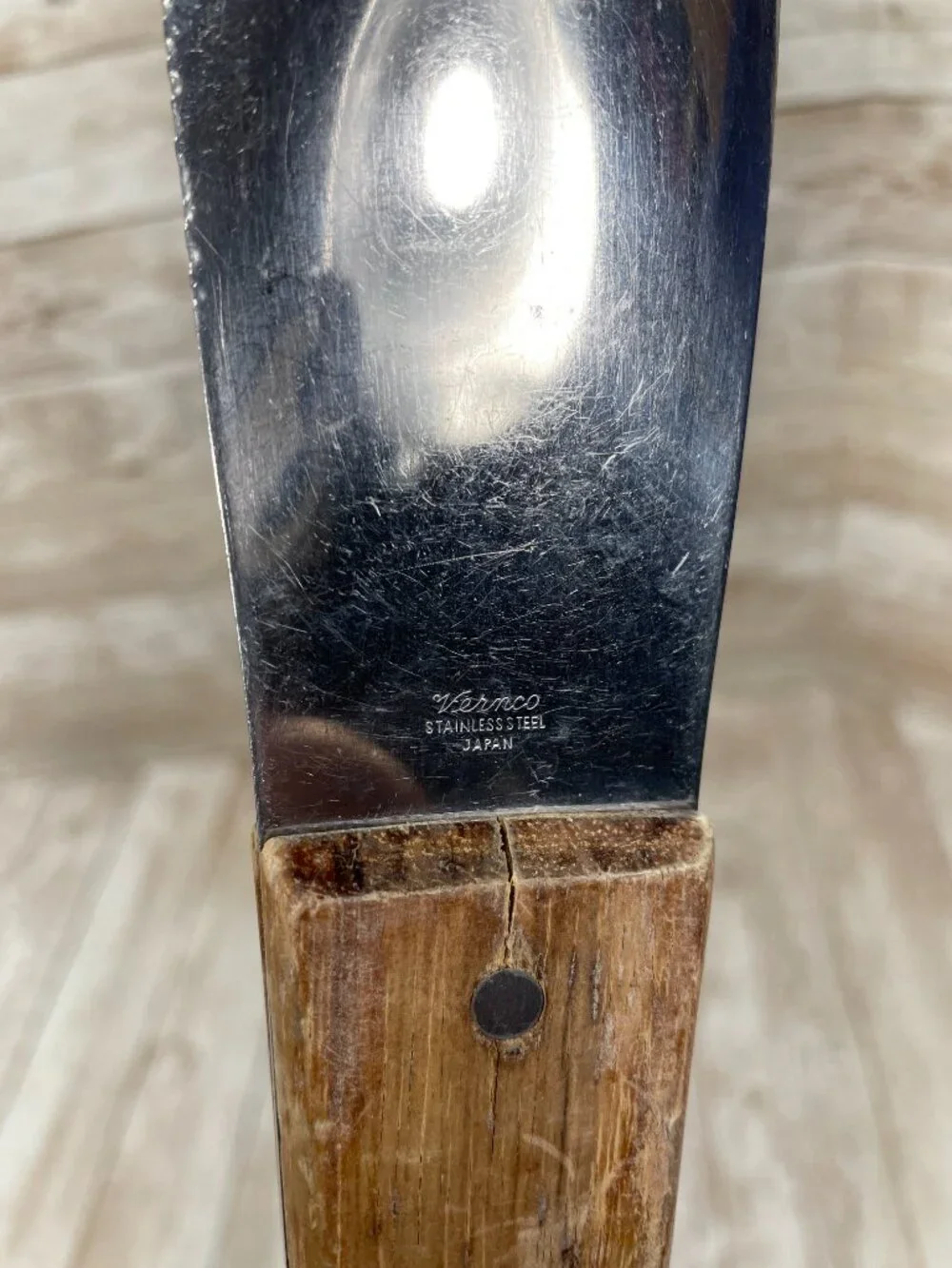 Vtg Vernco ICE CREAM SPADE SCOOP Stainless Steel Wooden Handle Star Oil Co 10